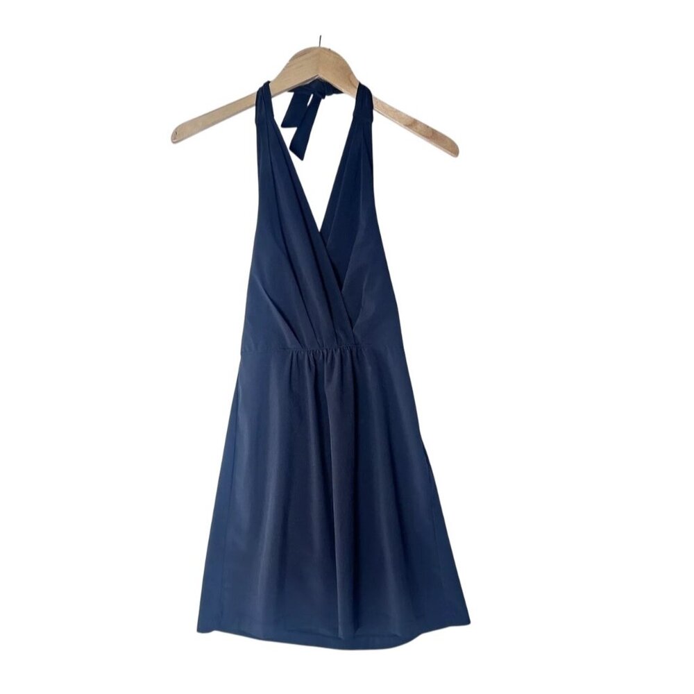 Athleta Womens Halter Dress 964422-00 Size 12 Black Stretchy Casual Summer